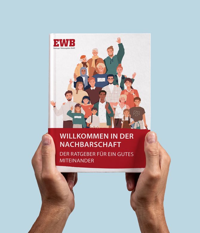 Das Bild zeigt die Broschüre Ratgeber für ein gutes Miteinander der EWB. Link zum Bereich Rund ums Wohnen.